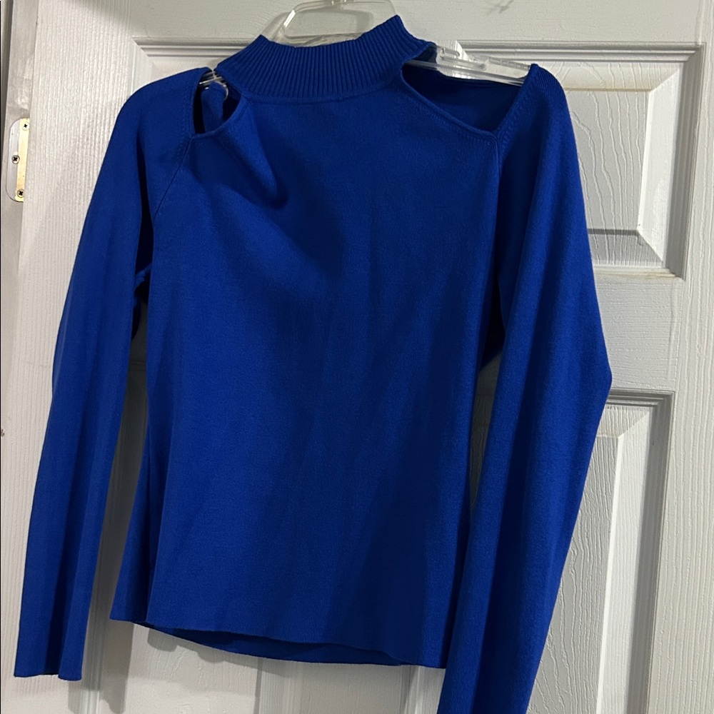 Chic Royal Blue Women's Long Sleeve Sweater
